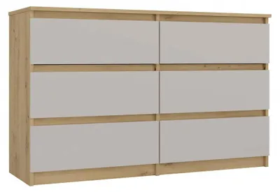 Image de Commode large avec tiroirs TAAVI - chêne artisanal / cachemire