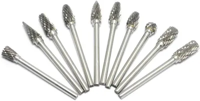Productafbeelding van Wolfraam Staal Bramen - Carbide Boren Set - Metaal Bewerken - 10 Stuks Set - 1/8 inch Schacht - Zilver