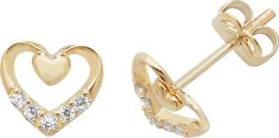 Image de Boucles d'Oreilles Femme Coeur Or 375/1000 avec Oxyde de Zirconium - 6mm*7mm; TRS1868