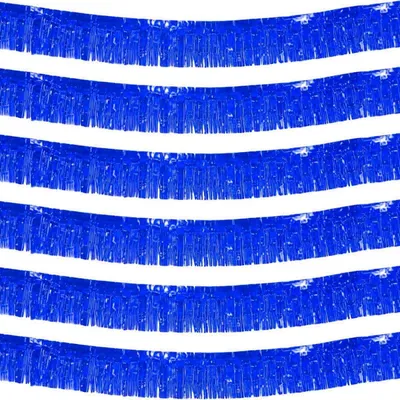 Image de Guirlande décorative en plastique, couleur bleu métallisé, lot de 6, dimensions : 30 cm x 3 m, idéale pour les fêtes