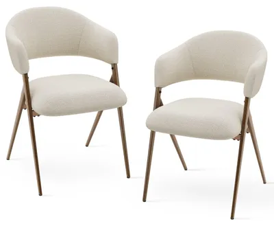 Image de Lot de 2 chaises de salle à manger COLAMY – design ergonomique et confortable de style vintage – Beige