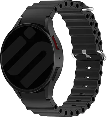 Produktbild von Strap-it Ocean Silikonarmband - passend für Samsung Galaxy Watch 4 (Classic) / Watch 5 (Pro) / Watch 6 (Classic) / Watch 7 40 & 44 mm / FE - Schwarz