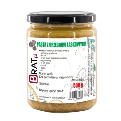 Zdjęcie produktu dla Pasta z orzechów laskowych 500g Brat.pl