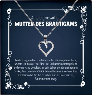 Produktbild von 22Feels Mutter des Bräutigams Geschenk von Braut Herz Halskette Frauen Schwiegermama Hochzeit Damen Collier Schwiegertochter (Damen Silber 925/000 Schmuck)