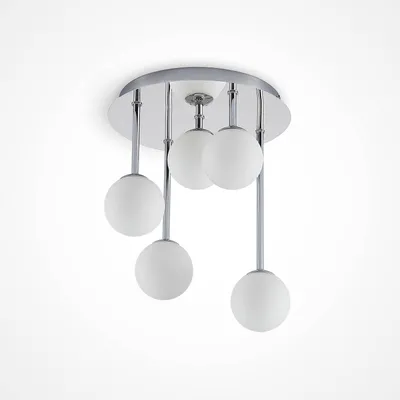 Produktbild von Lindby Deckenleuchte Chrissy, Ø 27 cm, chrom, 5-flg., Glas