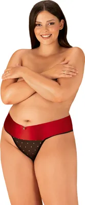 Produktbild von Tanga mit y Schleife - Schwarz/Rot