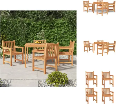 Produktbild von vidaXL 5-tlg. Garten-Essgruppe Massivholz Teak -  Gartenmöbel-Sets