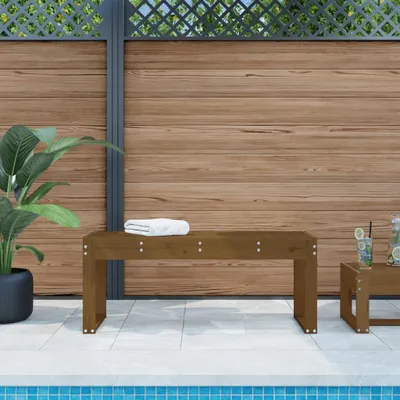 Produktbild von "2026 Promotion" Gartenbank/Parkbank, bis 150Kg, Honigbraun 110x38x45 cm Massivholz Kiefer - Gartenbänke CC29129
