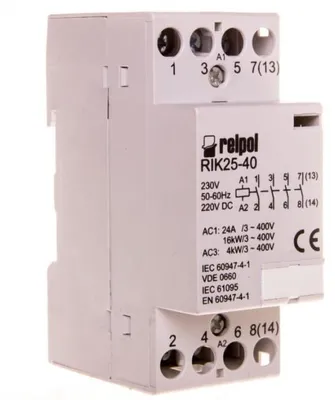 Immagine prodotto di RIK25-40-230 - Contattore di installazione a 4 poli, 4 contatti di chiusura, 25 A 230 V CA/CC