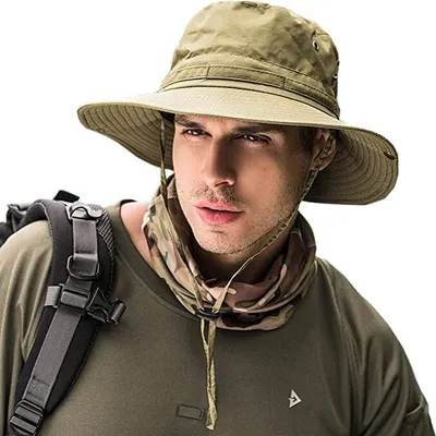 Produktbild von Bucket Hat Herren Faltbar Anglerhut Breiter Rand UV Schutz Safari Hut Zum Wandern Camping Reisen Angeln