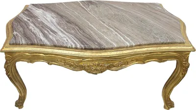 Produktbild von Casa Padrino Barock Couchtisch Gold mit eingesetzter Marmorplatte - Möbel Wohnzimmer Tisch Antik Stil