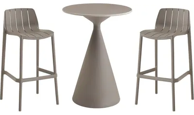 Produktbild von Bistrotisch und hohe Stühle stapelbar "Vaena" - 2 Plätze - Taupe