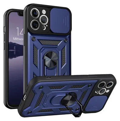 Produktbild von Armor Handyhülle für Apple iPhone 12 Pro Max Kameraschutz Handy Panzer Case Cover Schutzhülle Outdoor Farbe: Blau