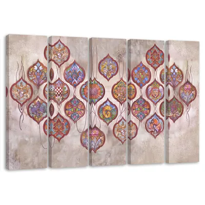 Produktbild von 5-teiliges leinwandbild wappensammlung 100x70 cm Feeby farbe wandbild bereit zum aufhängen