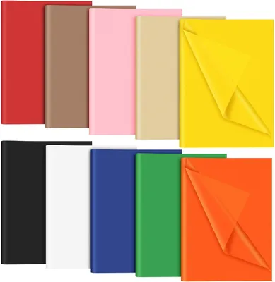 Imagen del producto de Papel de seda de colores, 120 hojas, 10 colores, embalaje para regalos