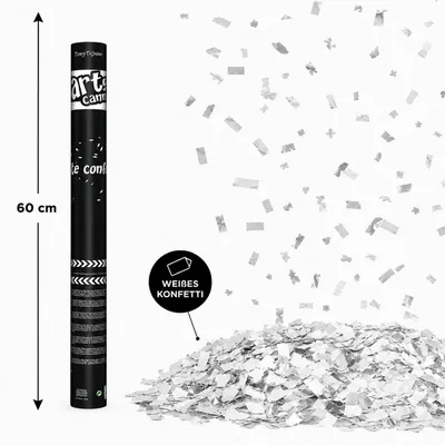 Produktbild von Konfettishooter Papierkonfetti Rechteckig | 60 cm Farbe: Weiß