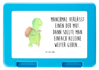 Produktbild von Mr. & Mrs. Panda Snackbox Schildkröte Wanderer - Weiß - Geschenk, Rucksack, Bentobox, Neuanfang, Schildkröten, Motivation, Bento Box, Lebensmittel Aufbewahrungsbox
