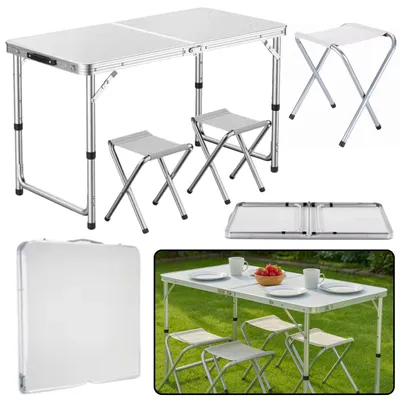 Produktbild von Klappbarer Campingtisch mit 4 Stühlen, Grau