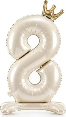 Image de Ballon de stand en film plastique chiffre "8", 84 cm, crème clair