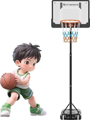 Immagine prodotto di Canestro da basket, altezza regolabile, struttura resistente, nero