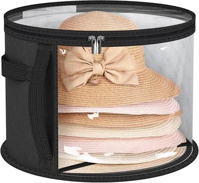 Imagen del producto de Caja organizadora transparente para sombreros - Caja para sombreros - Cajas organizadoras - Caja organizadora para sombreros - Con asas de transporte - Color
