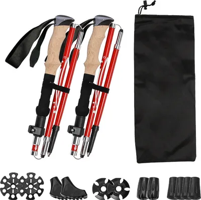 Produktbild von Faltbare Wanderstöcke aus ultraleichtem Carbon & 7075 Aluminium, mit Kork- oder EVA-Griff, verstellbar, ideal für Wandern, Skifahren und Outdoor