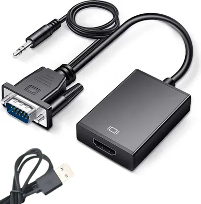 Produktbild von Kabelkonverter VGA-HDMI Full HD D-Sub-Adapter mit 3,5-Buchse und USB