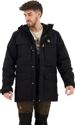 A man wearing a black parka.