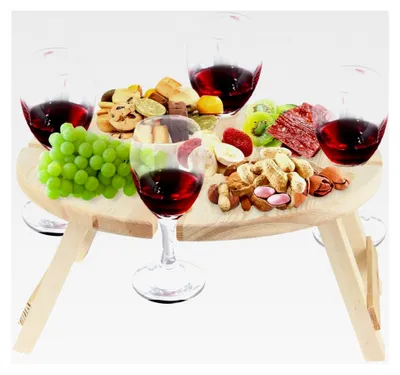 Produktbild von Klappbarer Weintisch für den Außenbereich - Tragbarer Picknicktisch aus Holz für Garten, Camping, Picknick, Strand