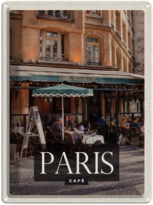 Produktbild von vianmo Blechschild 40x30 cm Paris Cafe Restaurant Bildmotiv Reisemotiv Essen Trinken Abenteuer Reisen Urlaub
