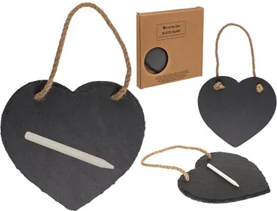 Produktbild von Herz-Schiefertafel mit Juteschnur & Kreide – rustikal & kreativ (Einzel- oder 2er-Set) – 2er Set