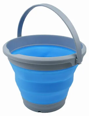 Klappbarer Eimer 5,5 L rund grau/marineblau