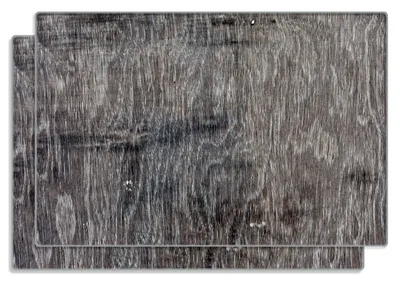Produktbild von Wallario Frühstücksbrettchen 2er Set aus Glas, je 20 x 30 cm, mit rutschfesten Füßen, Motiv Holzmuster in grau, braun und schwarz
