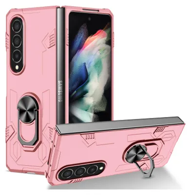 Image de Galaxy Z Fold4 Case, étui robuste en PC dur, étui antichoc avec anneau et support pour Samsung Galaxy Z Fold 4 5G Rose