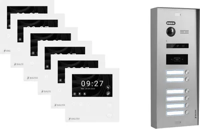 Produktbild von BALTER EVO HD MINI Aufputz Video Türsprechanlage Silber Set 6 Teilnehmer 6x 4,3" Monitor