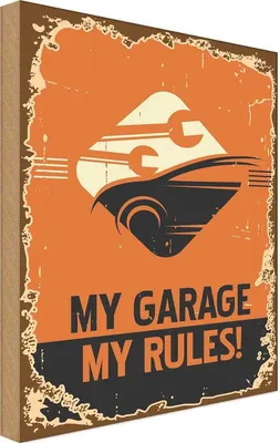 Produktbild von vianmo Holzschild 40x30 cm Auto my garage rules Werkstatt