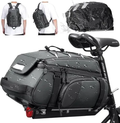 Immagine prodotto di Borsa da bici impermeabile - Include portabici - Per la scuola - Il lavoro - La spesa - Portapacchi - Accessori per bici