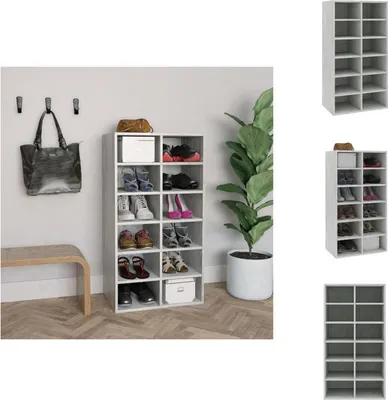 Image de vidaXL Étagère à chaussures gris béton 54x34x100,5 cm Bois composite - Étagères et armoires à chaussures