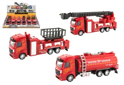 Immagine prodotto di Auto dei pompieri in metallo/plastica, 21-23 cm, a molla, 3 modelli, 6 pezzi in confezione