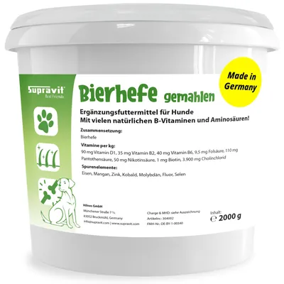 Produktbild von Supravit Bierhefe gemahlen 500g | Ergänzungsfutter für Hunde für glänzendes Fell stärkt den Vitamin B Komplex