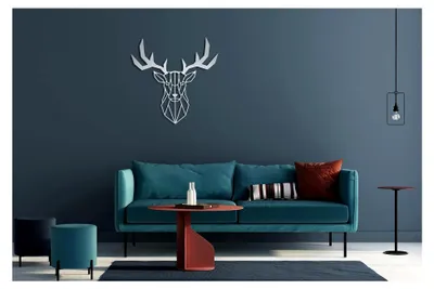 Produktbild von Metall Wanddekoration | Wandbild | Geometrische Kunst | 60 x 60 cm, Farbe: Silber Hirsch