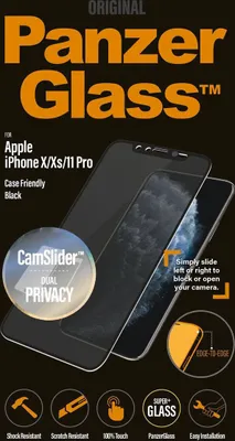 Produktbild von PanzerGlass CamSlider™ Privacy Screenprotector Schwarz für das iPhone 11 Pro / Xs / X