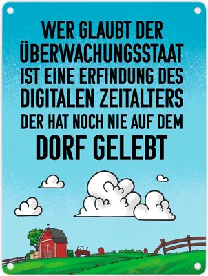 Produktbild von Dorfleben Metallschild in 15x20 cm mit lustigem Spruch zum Thema