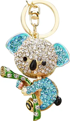 Produktbild von Niedlicher Koala-Anhänger mit Strass-Intarsien, Schlüsselanhänger, Auto-Schlüsselanhänger, Taschenanhänger-Blau