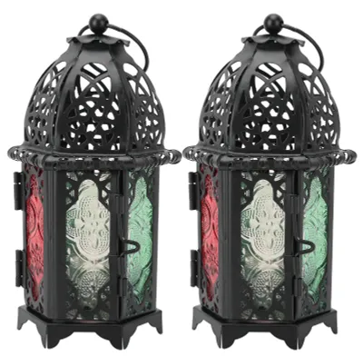 Image de 2 pièces Vintage Chandelier Noir Rétro Fer Métal Mariage Décorations pour la maison