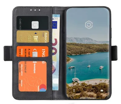 Immagine prodotto di Custodia a portafoglio in pelle con magnete - iPhone 12/12 Pro - Nera