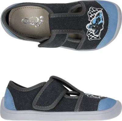 Produktbild von Jungen Hausschuhe sneakers 3F 3BE3/19R bar3foot super flexi Grau GoKart barefoot
