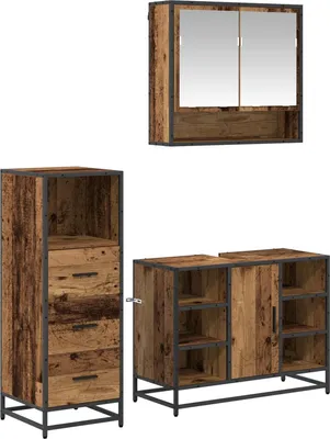 Obrázok produktu pre vidaXL Kúpeľňový nábytok so zásuvkami 3 ks materiál z regenerovaného dreva