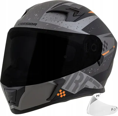 Produktbild von Cassida Integralhelm 3.0 DRFT mattes Grau/schwarz/orange 2XL (63 - 64cm) + Black Visier