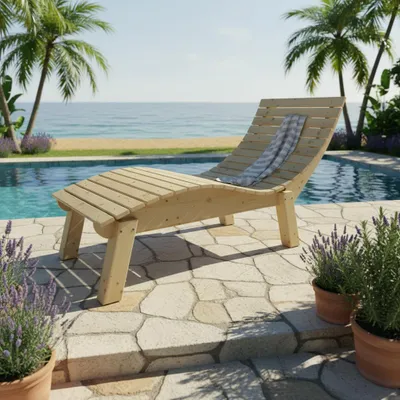 Produktbild von Holzliege Wellenliege Gartenliege Relaxliege "Liege-Franzi" (Fichte) Breite 80cm Einstiegshöhe 50cm mit Füßen